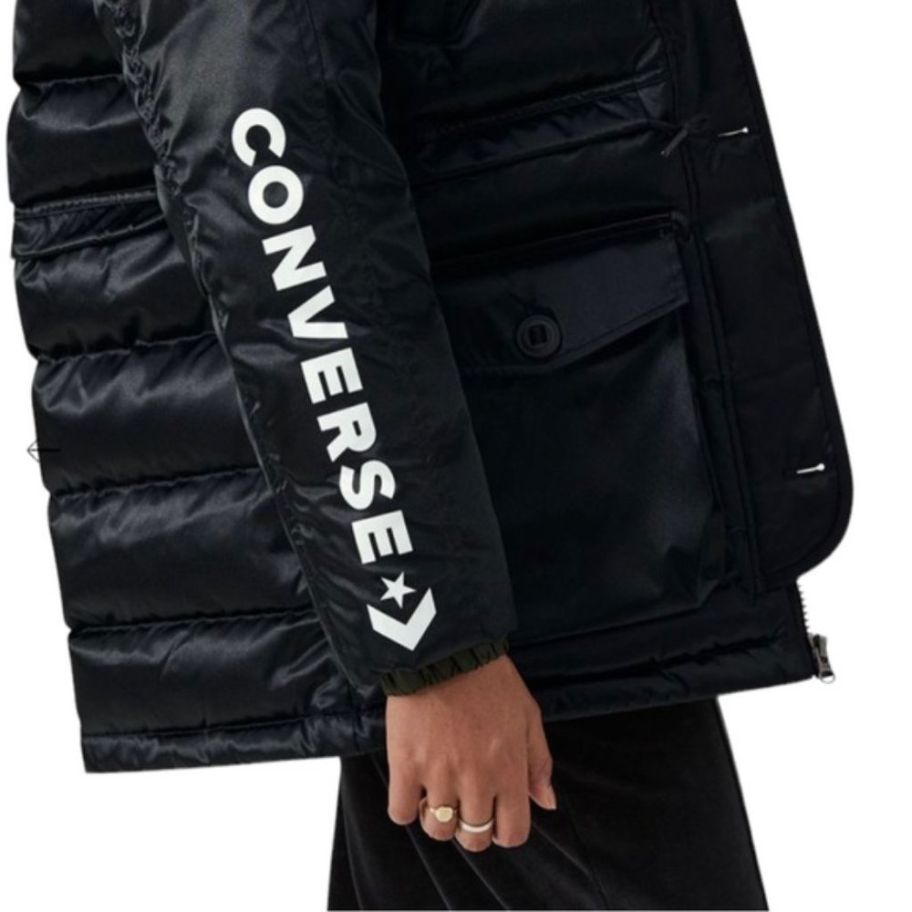 💖MEGA SALE💖Converse Iridescent Sideline Jacket Black Women's S XS 10006987-A02 - Picture 11 of 12